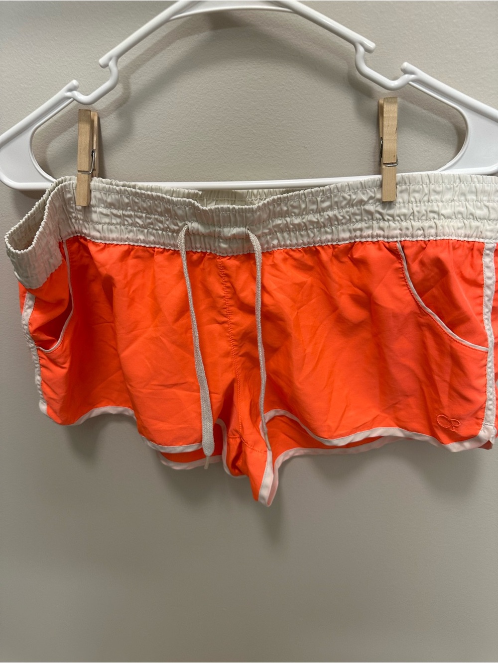 OP Neon Orange Swim Coverup Shorts with White Trim